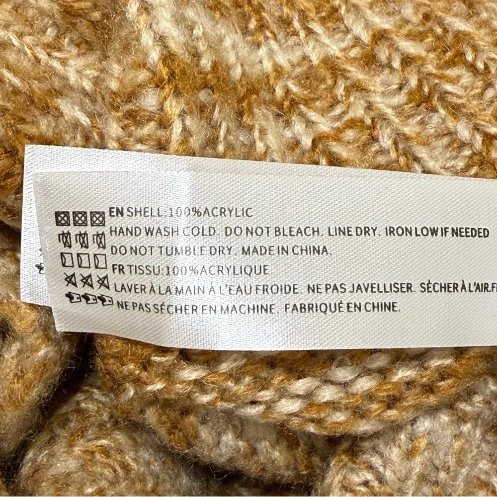 En Saison Golden Honey Marled Puff Sleeve Cropped Knit Cardigan Sweater Medium - Picture 7 of 8